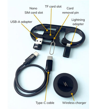 HKUST 7 in 1 Multifunctional Charging Set with PU Leather Sleeve
